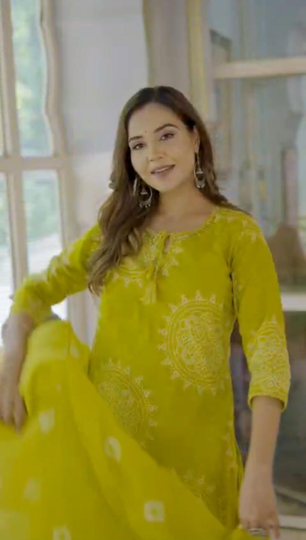 Parrot Green Bandhej Pattern Premium Cotton Kurta Set with Mulmul Dupatta