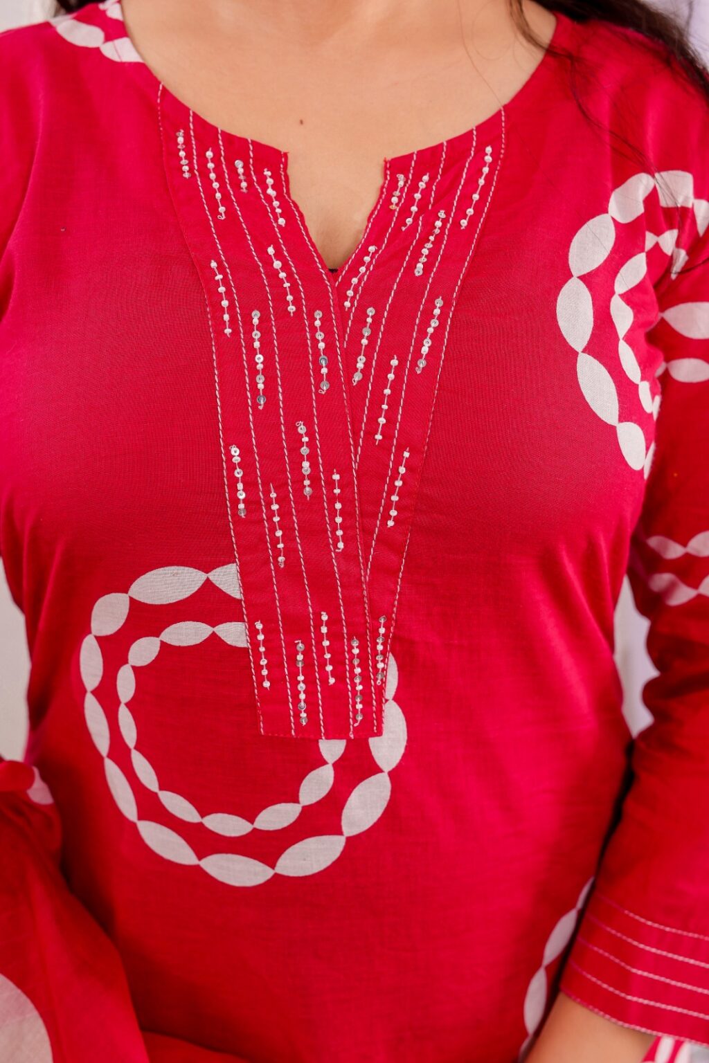 Red Premium Cotton Kurta Set with Mulmul Dupatta