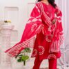 frond photo red colour kurti set cotton