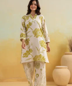 ivory-olive-floral-co-ord-set-in-cotton-comfort-looking-straght