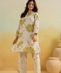 ivory-olive-floral-co-ord-set-in-cotton-comfort-looking-straght