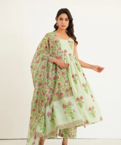 light-green-anarkali-suit-with-handblock-floral-print-front-2