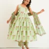light-green-anarkali-suit-with-handblock-floral-print front pose