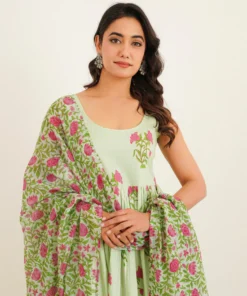 light-green-anarkali-suit-with-handblock-floral-print-showing-till-belly