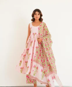 light-pink-anarkali-suit-with-floral-print-front-pose
