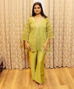 lime-green-mirror-work-kurta-set-with-silk-pants-front-pose