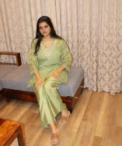 lime-green-mirror-work-kurta-set-with-silk-pants-sitting