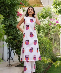 owl-motif-cut-sleeves-kurta-with-palazzo-front-pose