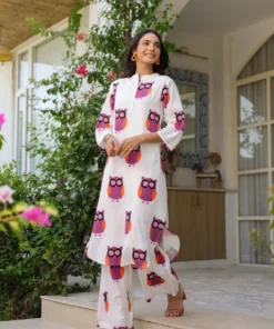 pink-owl-print-cotton-kurta-set-with-palazzo-pants-side