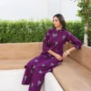 purple-kulhad-motif-kurta-with-split-v-neckline-sitting-side-pose