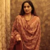rust-brown-mughal-motif-cotton-suit-set-with-dupatta-closeup-2