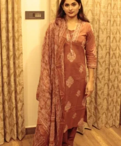 rust-brown-mughal-motif-cotton-suit-set-with-dupatta-front-pose