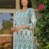 teal-ikat-print-kurta-for-women-cotton-straight-fit-set-for-women-online-front-pose