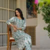teal-ikat-print-kurta-for-women-cotton-straight-fit-set-for-women-online-sitting