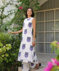 white-purple-owl-printed-kurta-with-pants-set-side-pose