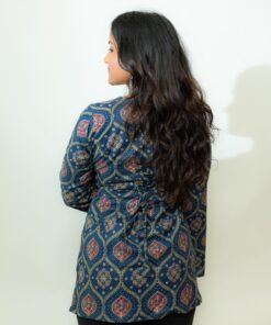 Alternative view of Ruchi – Indigo Floral V-Neck Corset Back Short Kurti