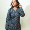 Ruchi – Indigo Floral V-Neck Corset Back Short Kurti