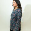 Ruchi – Indigo Floral V-Neck Corset Back Short Kurti - Image 3