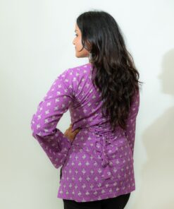 Alternative view of Ruhh – Lavender Floral V-Neck Corset Back Short Kurti