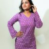 Ruhh – Lavender Floral V-Neck Corset Back Short Kurti