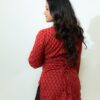 Maya – Red Floral V-Neck Corset Back Short Kurti - Image 2