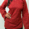 Maya – Red Floral V-Neck Corset Back Short Kurti - Image 5