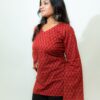 Maya – Red Floral V-Neck Corset Back Short Kurti - Image 4
