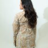 Ira - Ivory Floral Printed V-Neck Cotton Short Kurti with Corset Tie Back - Image 3