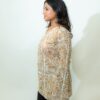 Ira - Ivory Floral Printed V-Neck Cotton Short Kurti with Corset Tie Back - Image 2