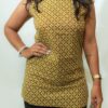 Naira - Mustard Floral Printed Sleeveless Cotton Short Kurti with Shoulder Knots - Image 4